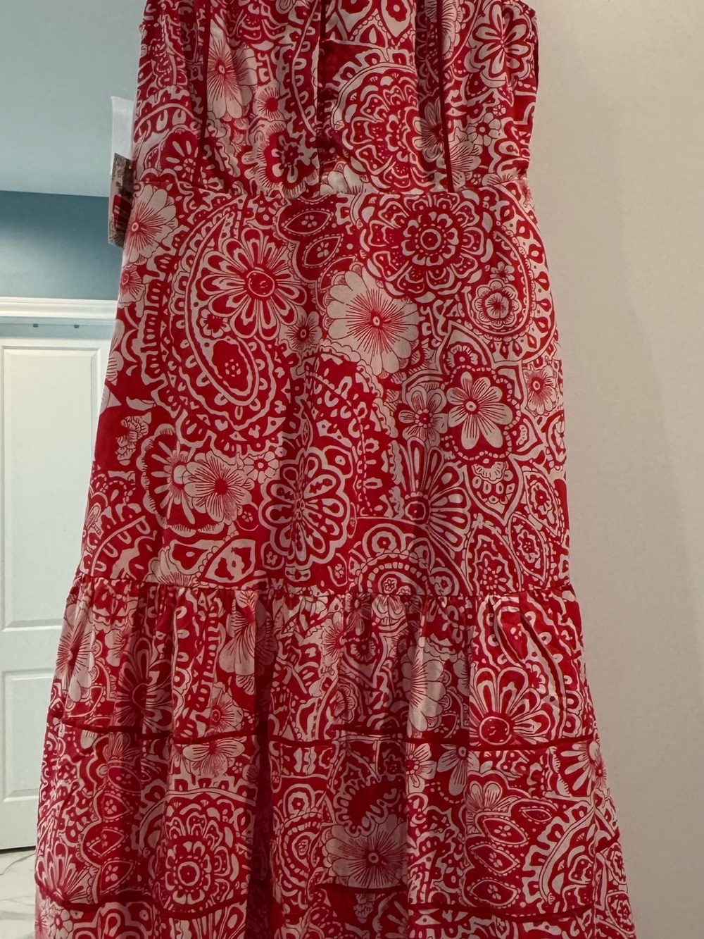 Hyacinth House Sleeveless Red & White Floral Hillsborough Midi - Picture 3 of 4